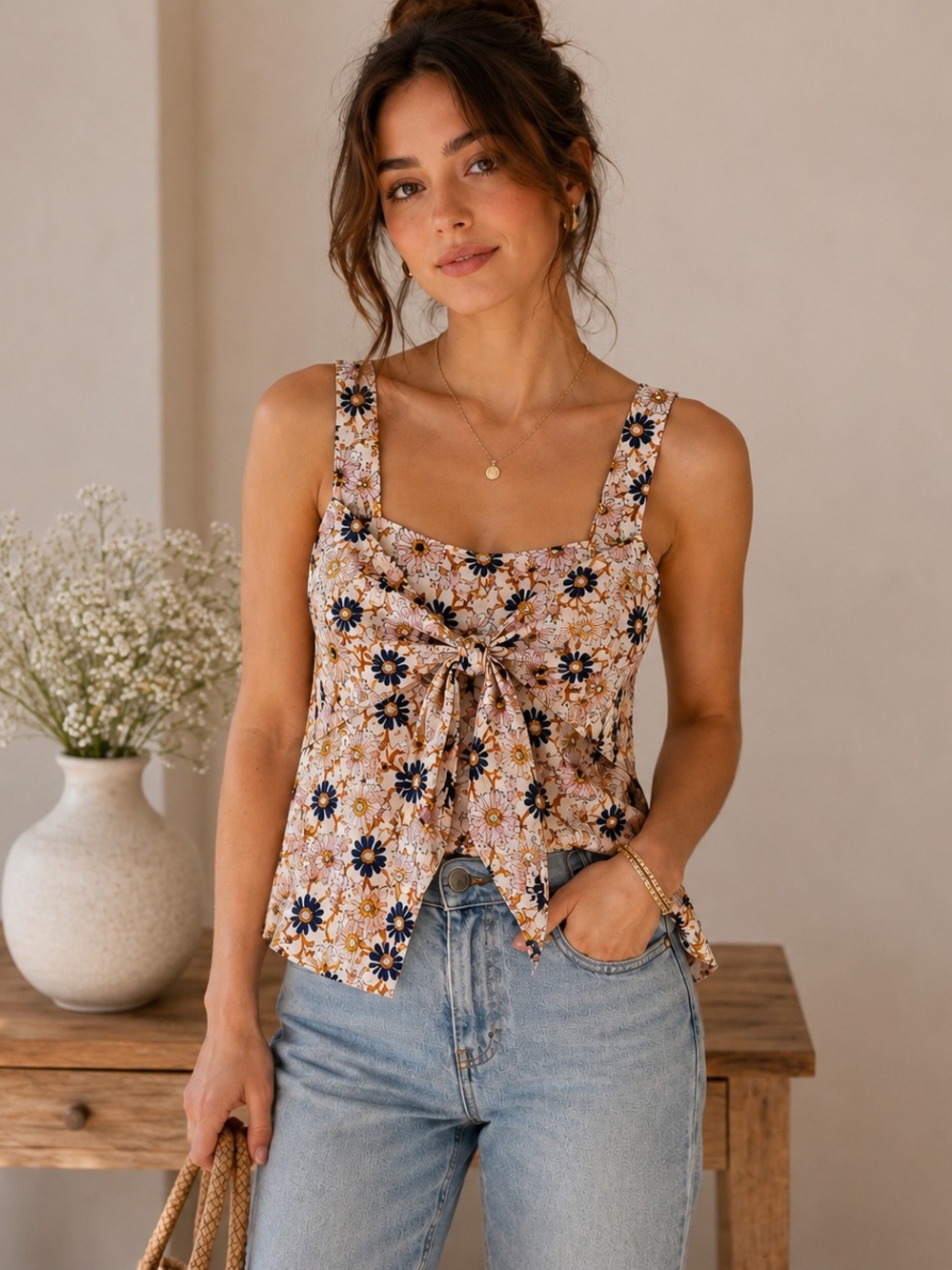Madewell 100% Silk Floral Sleeveless Top Cottagecore Summer Blouse